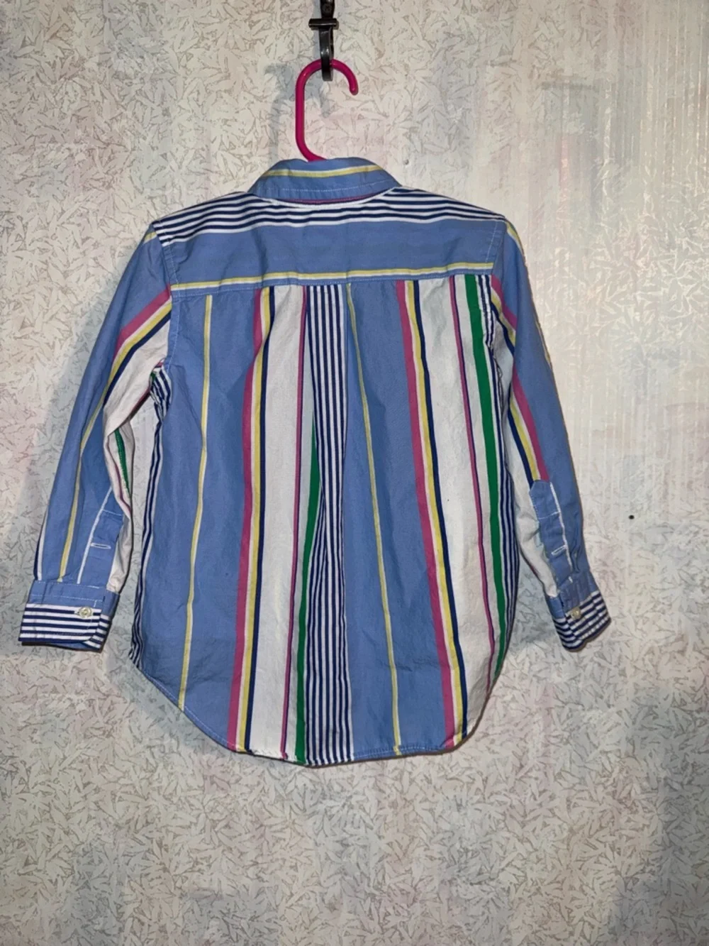 Ralph Lauren Boys' Multicolor Striped Button-Down Shirt - Blue/Green/White, 3/3T